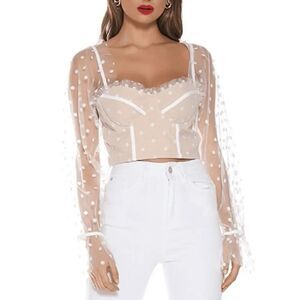Runaway The Label Chloe Polka-Dot Corset Crop Top